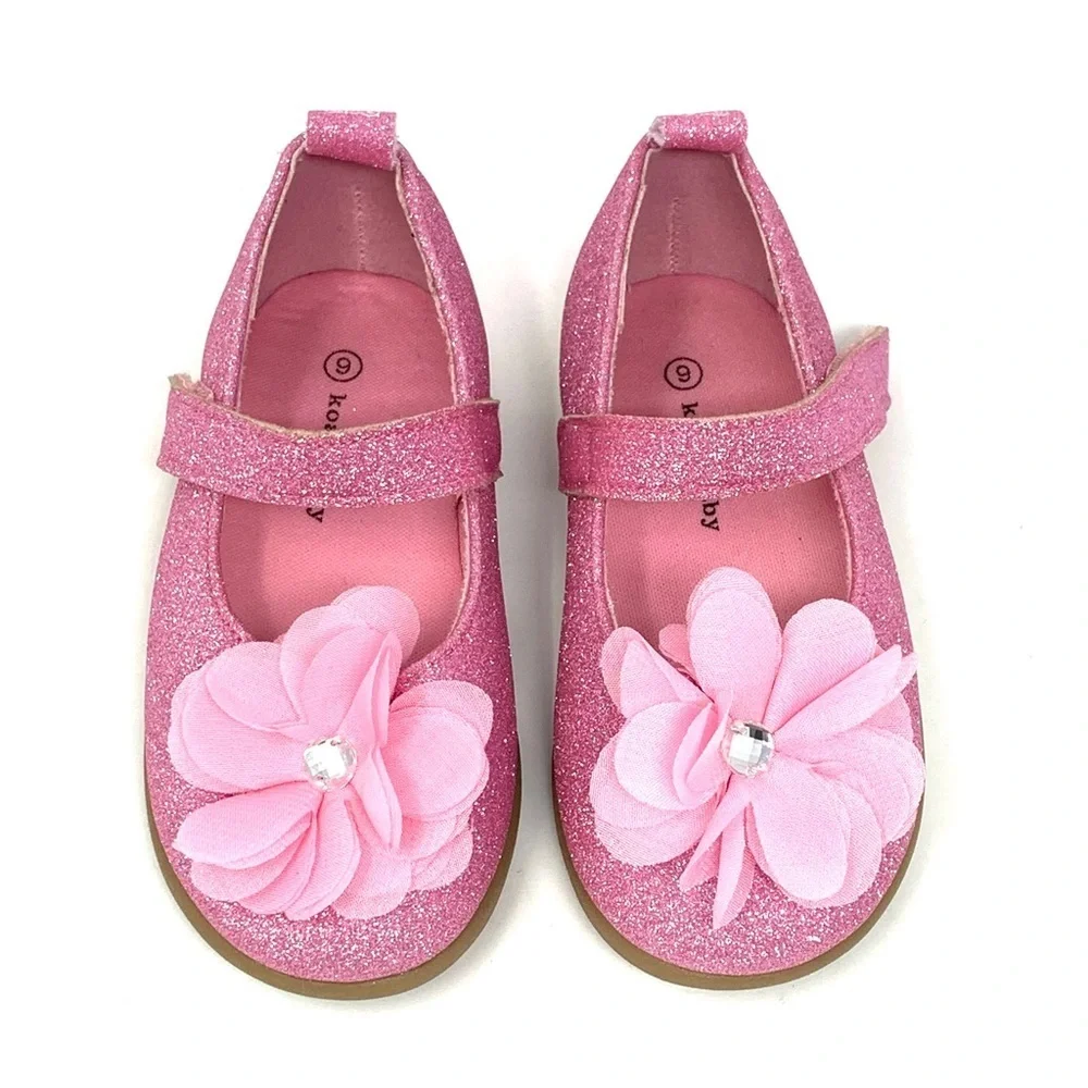 Koala Baby All Pink Glitter Mary Jane Casual Dressy Flat Shoes Girls Size 6
